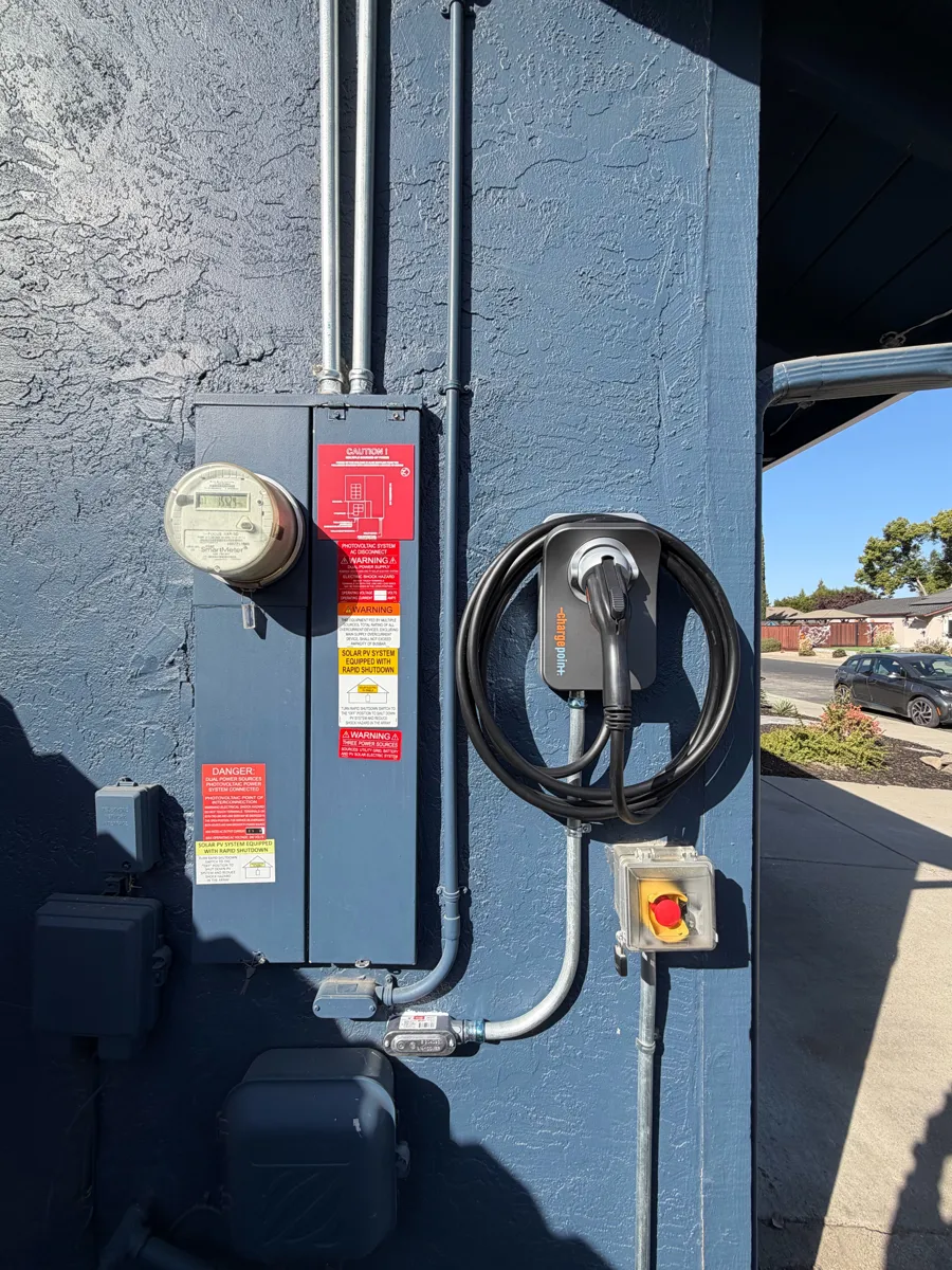 ChargePoint install with solar-ready service panel
