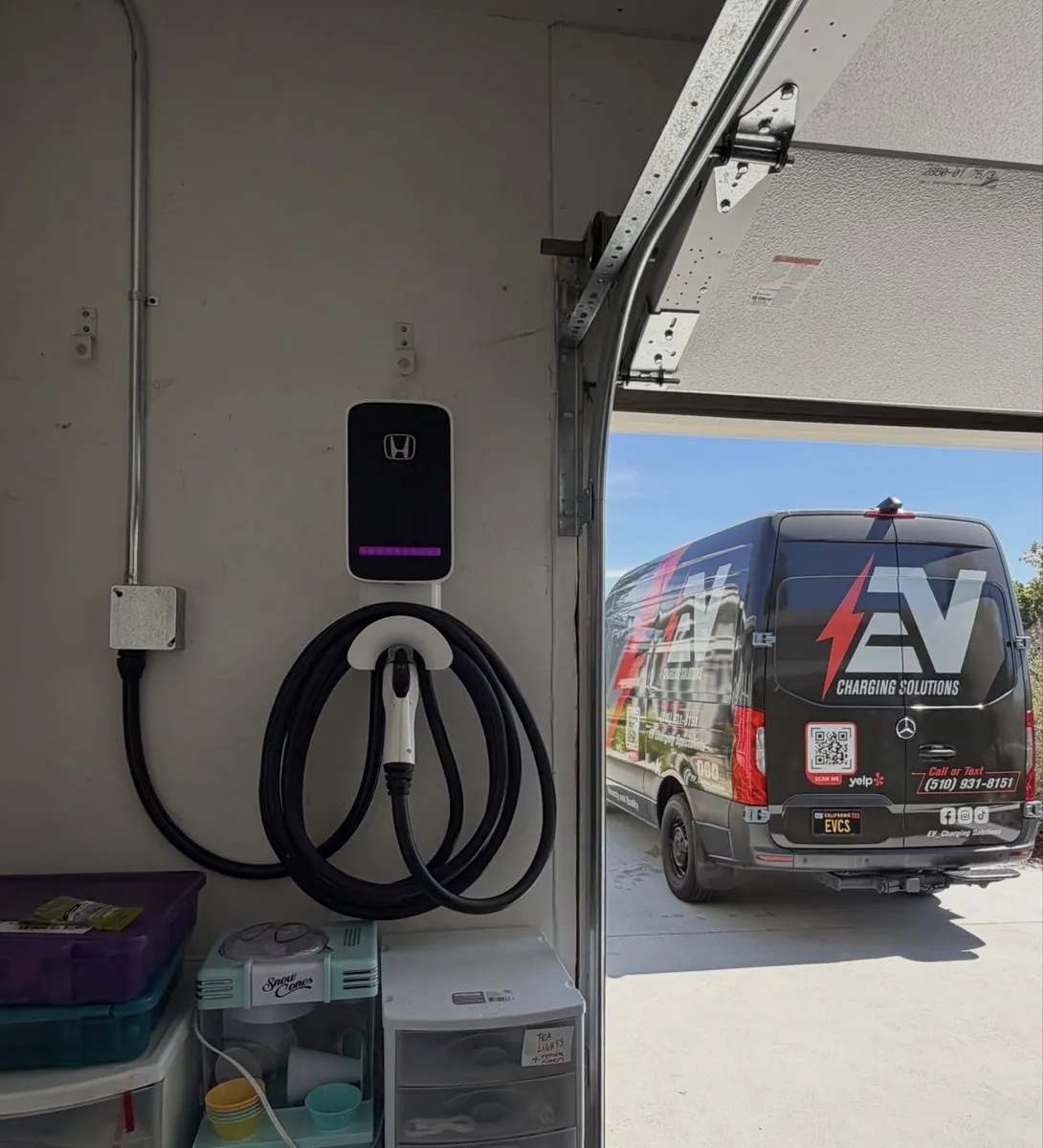 Honda EV charger installed in a garage